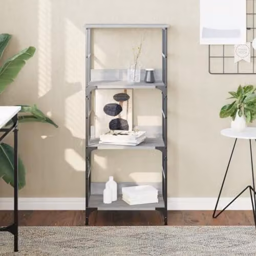 vidaXL Grey Sonoma Bookshelf in Engineered Wood, W/D/H: 50 x 33 x 117.5 cm – 2