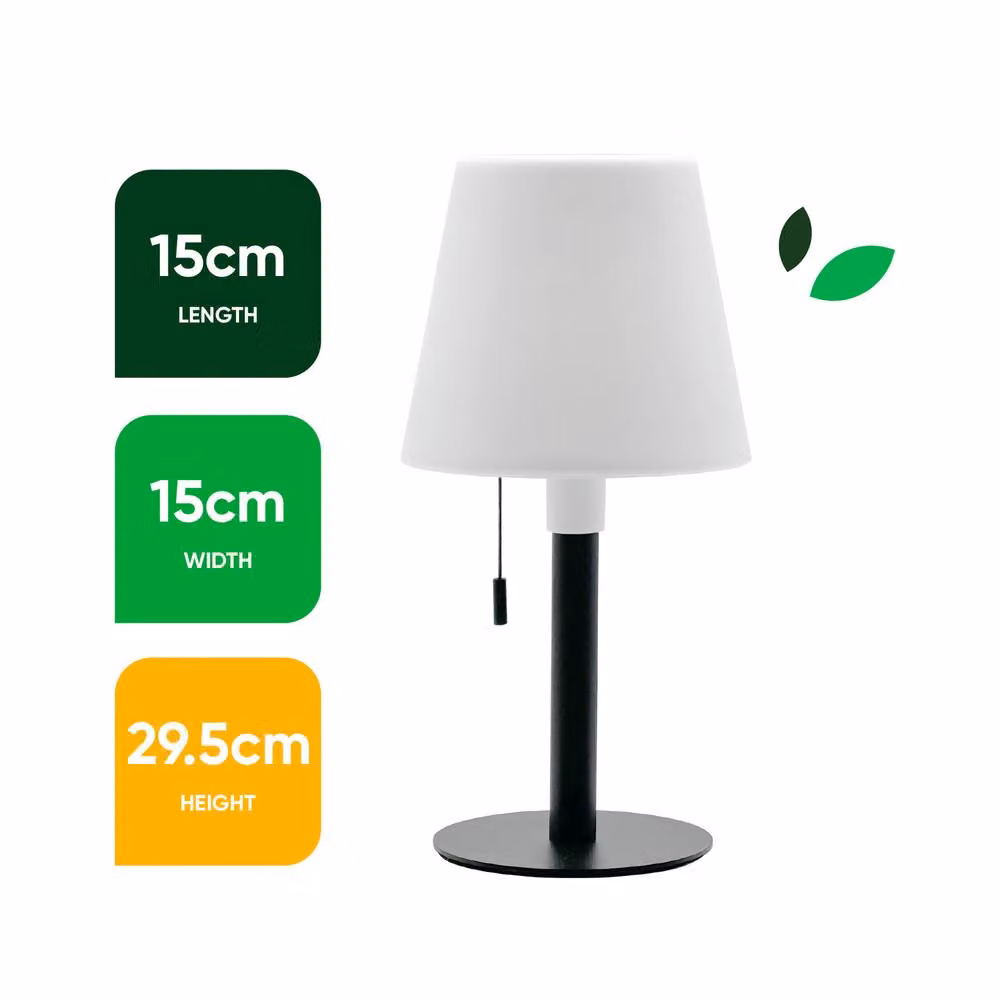 Gardenwize Solar Table Lamp, Warm White LED Outdoor Lantern with Pull Chain Switch and USB Charging, Black – 2