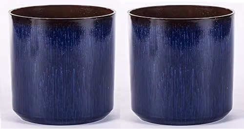 Garden Gear Ocean Blue Glazed Cylinder Planter, Set of 2, W/D/H: 26 x 31 x 36 cm