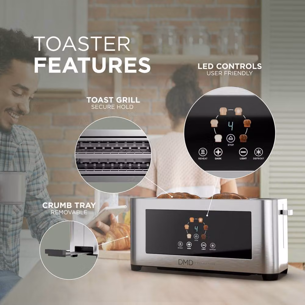 DMD Collective 4 Slice Digital Touchscreen Toaster, 1400W, Stainless Steel in Silver – 5