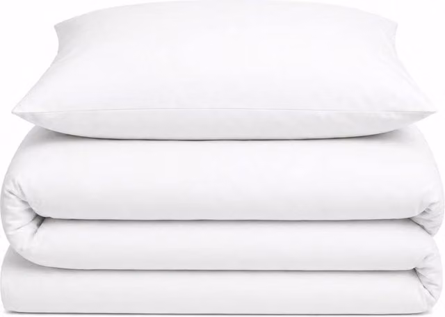 Velosso Plain Dyed White Cotton and Polyester Duvet Cover and Pillowcase Set, W/D/H: 200 x 220 cm and 140 x 200 cm