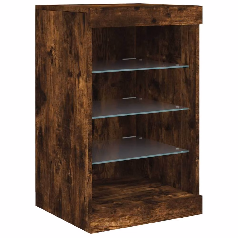 Berkfield Home Modern Sideboard with Integrated LED Lights in Smoked Oak Brown, W/D/H: 123 x 37 x 67 cm – 6