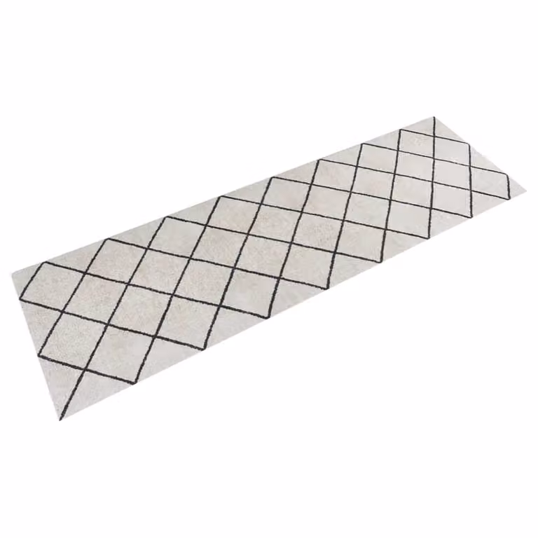 Berkfield Home Washable Square Kitchen Rug in Off-White, W/D/H: 60 x 180 cm
