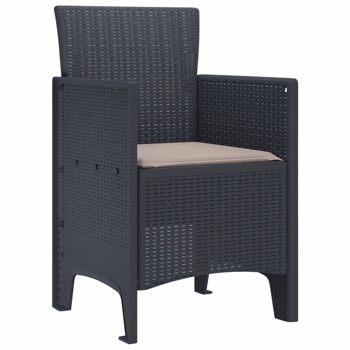 Berkfield Home Garden Chair Set of 4 in Anthracite and Taupe Polypropylene Resin – 3
