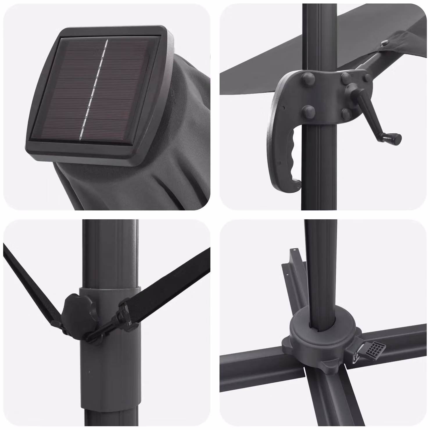 Berkfield Home Roma Cantilever Parasol with LEDs in Anthracite, W/D/H: 352 x 251 x 265 cm – 4