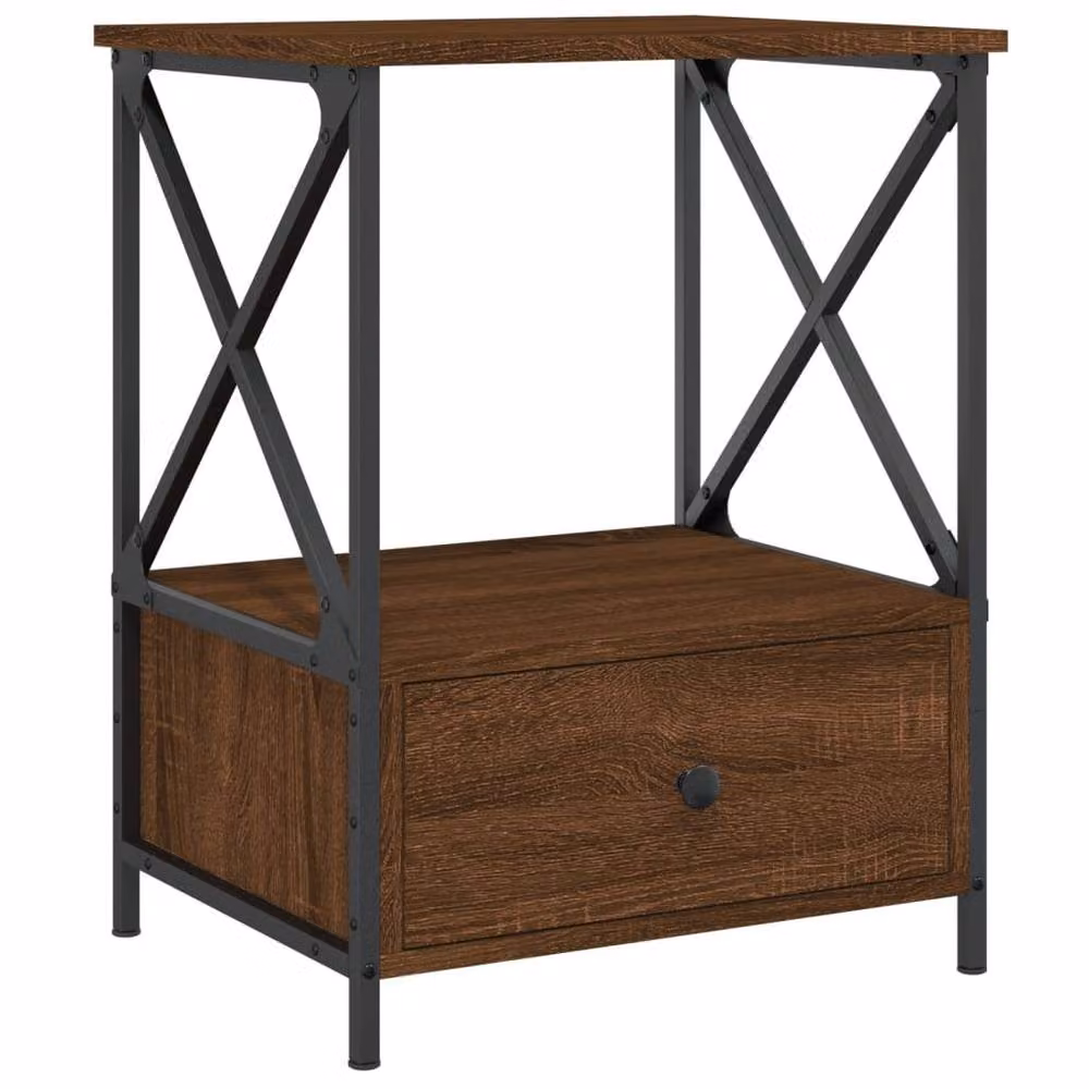 Berkfield Home Set of 2 Brown Oak Bedside Tables, W: 50 cm, D: 41 cm, H: 65 cm – 4