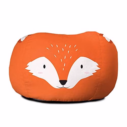 rucomfy Beanbags Kids Animal Printed Bean Bag Chair in Orange, Medium