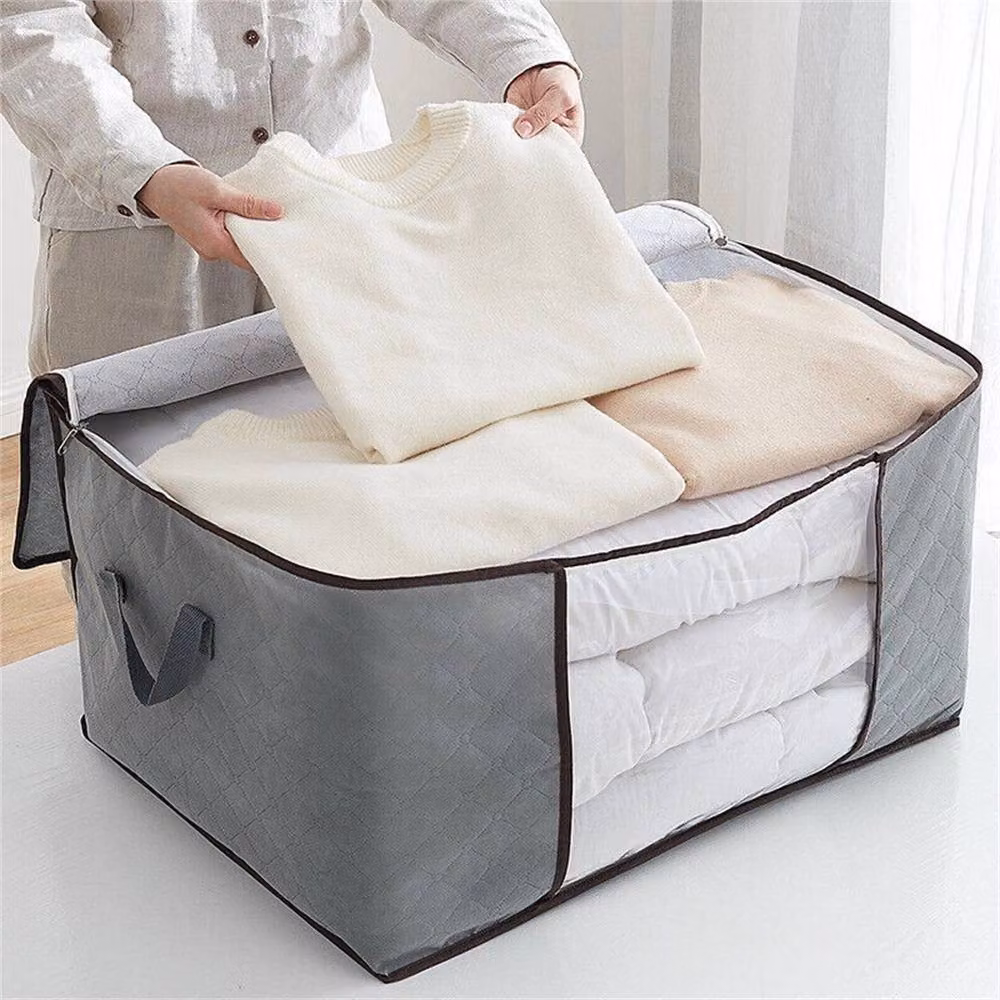 Nordara Grey Fabric Zipper Storage and Moving Box with Handles – 4