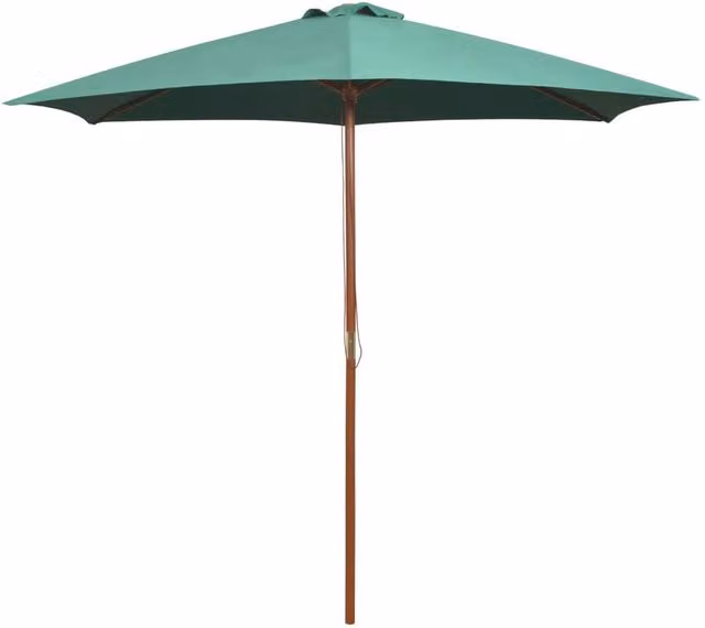 Berkfield Home Green Polyester Parasol with Lacquered Wooden Central Pole, W/D/H: 270 x 270 x 243 cm – 1