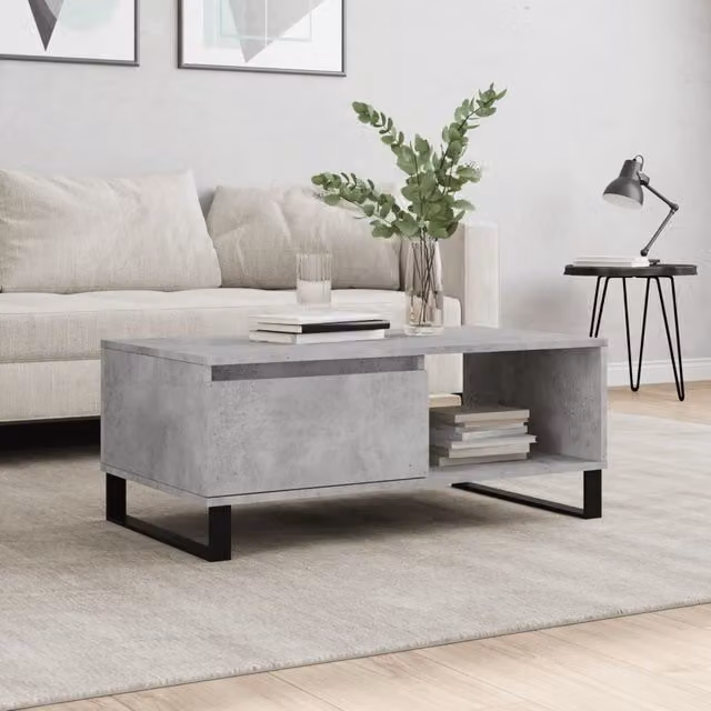 Berkfield Home Modern Rectangular Coffee Table in Grey, W/D/H: 90 x 50 x 36.5 cm – 1