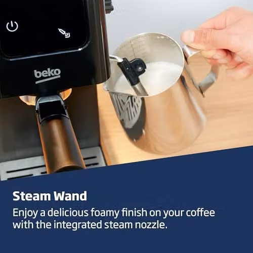 Beko CaffeExperto Manual Espresso Machine with Integrated Milk Frother and Touch Display, Black, W: 42.5 cm, D: 31.0 cm, H: 14.5 cm – 5