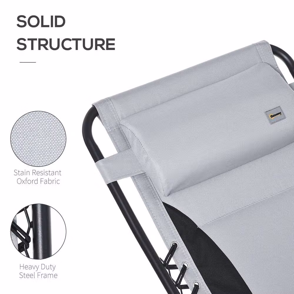 ERGOVEXA Zero Gravity Lounger Chair in Light Grey with Adjustable Headrest and Side Tray – 6
