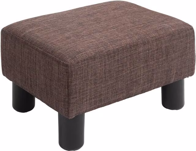 Havendro Chic Linen Fabric Cube Footstool Ottoman in Brown, W/D/H: 40 x 30 x 24 cm – 1