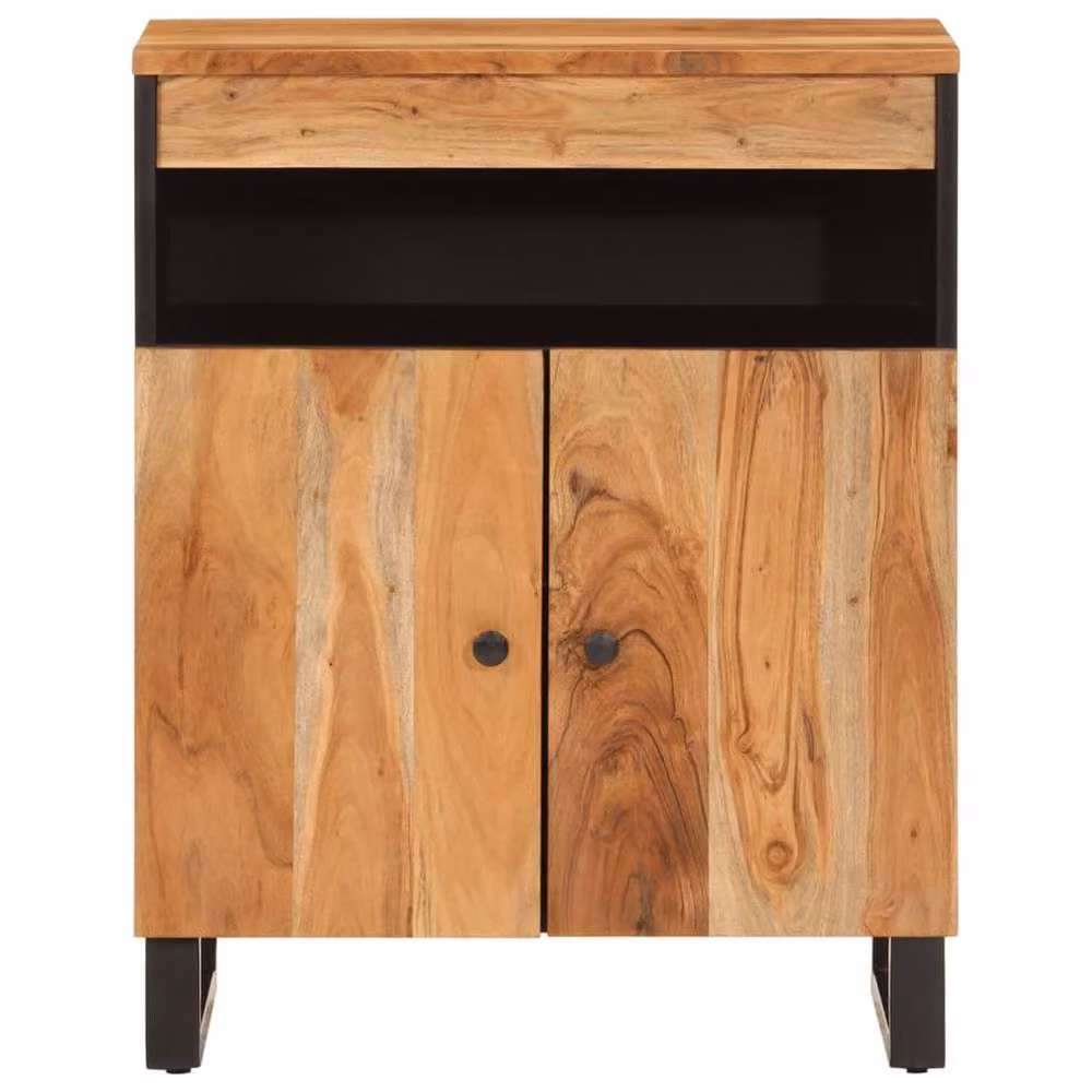 Berkfield Home Classic Acacia Wood Sideboard with 2 Doors in Brown, W/D/H: 60 x 33 x 75 cm – 3
