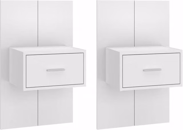 Berkfield Home Wall-mounted Bedside Cabinets, 2 Piece Set, White – 1