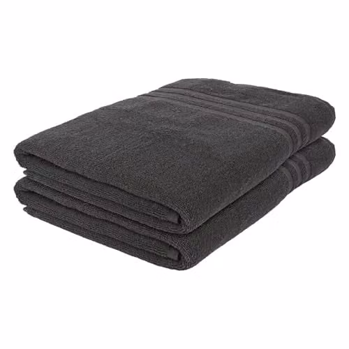 Nicola Spring Cotton Bath Sheets, Pack of 2, Anthracite Grey, W: 160 cm, H: 90 cm – 1