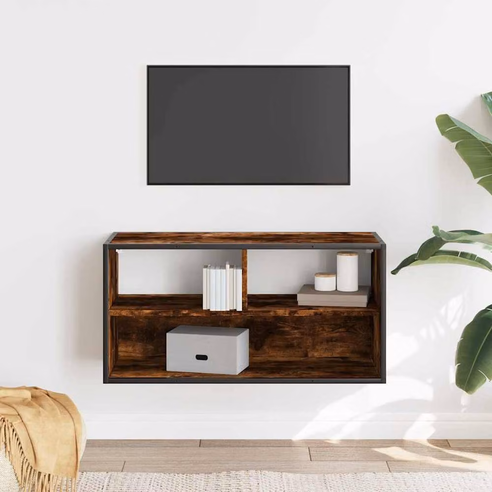 Berkfield Home Industrial TV Cabinet in Smoked Oak and Brown, W/D/H: 80 x 31 x 39.5 cm – 3