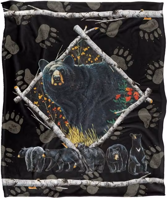 JQ Licensing Black Bears Silky Touch Super Soft Fleece Throw Blanket, White, W/D/H: 152 x 127 cm – 6
