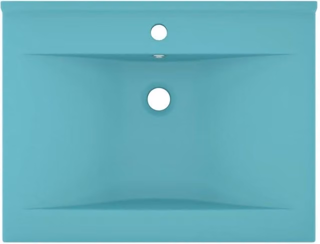 Berkfield Home Luxury Ceramic Basin with Faucet Hole in Matt Light Green, W: 60 cm, D: 46 cm – 1