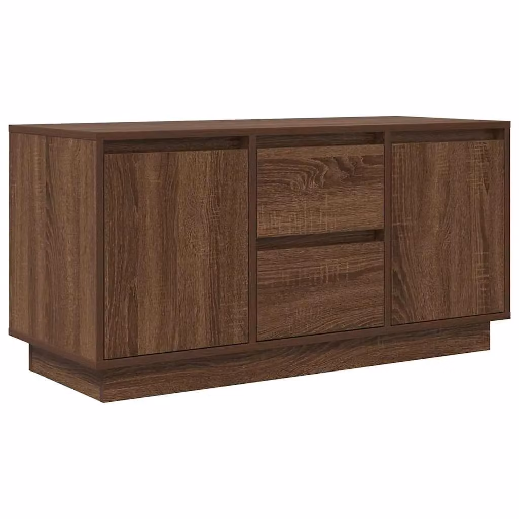 Berkfield Home Modern Brown Oak TV Cabinet with Integrated LED Lights, W/D/H: 100 x 41 x 50 cm – 3