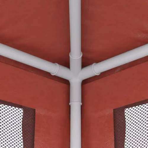 vidaXL Party Tent in Red with 6 Mesh Sidewalls, W: 6 m, D: 3 m, H: 2.58 m – 4