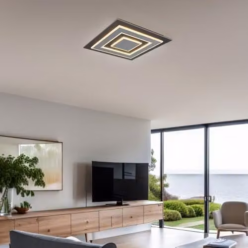 Netlighting Globo Lighting LED Ceiling Panel Light in Grey, 40 W, 840 lm, Warm White, W/D/H: 48 x 48 x 5.2 cm – 2