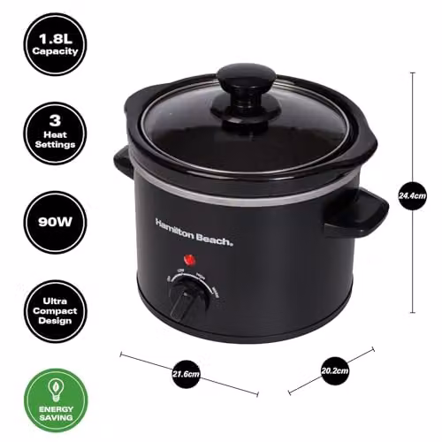Hamilton Beach Mighty Mini Slow Cooker, 1.8L, Black, HBSC020B – 3