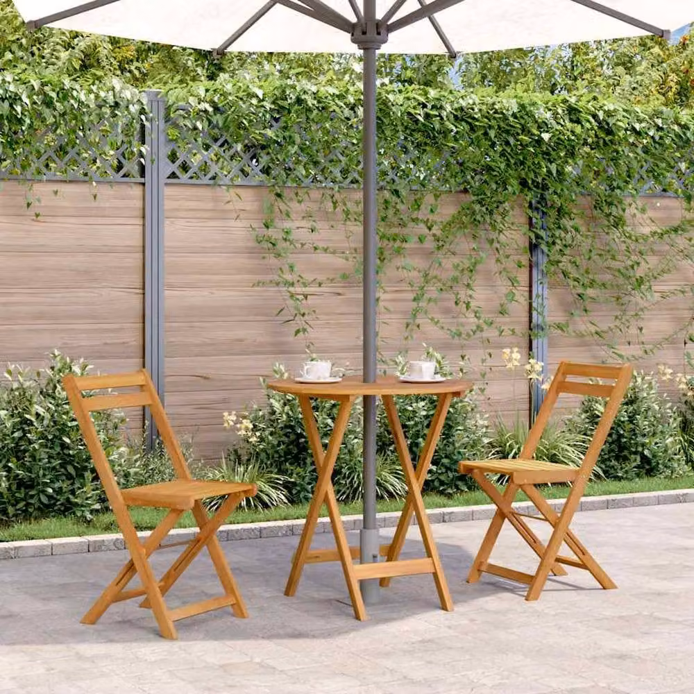Berkfield Home Durable Folding Garden Table in Brown Solid Oiled Acacia Wood, W/D/H: 70 x 70 x 75 cm – 1
