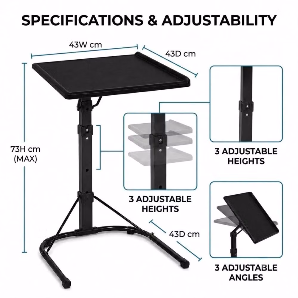 FLAVORA Black Adjustable Folding Laptop Bed and Sofa Table – 2