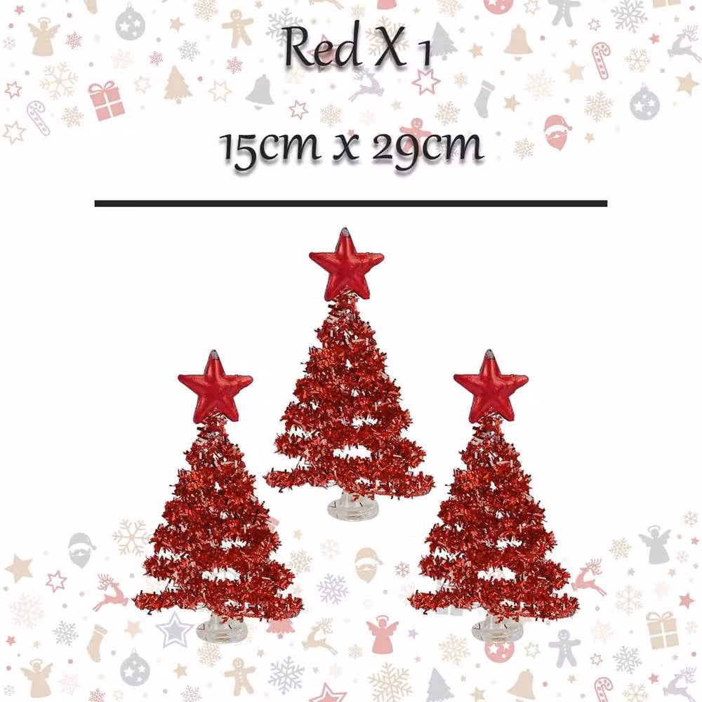 VFM e-Store Red Glass Christmas Tree Tabletop Decoration, H 29 cm x W 15 cm – 2