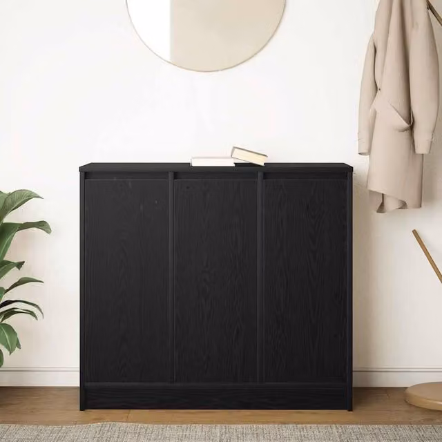 Berkfield Home Black Oak Sideboard in Matt Engineered Wood, W/D/H: 85 x 34 x 76 cm
