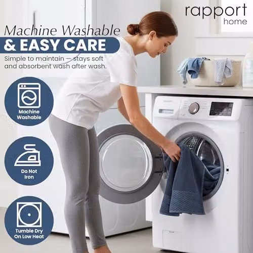 Rapport Home Eden Weave 6-Piece Cotton Towel Set in Blue, 500GSM Soft Absorbent Towels – 5