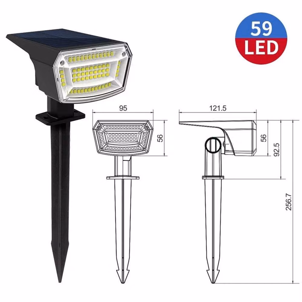 EONLION 59 LED Solar Garden Spot Light in Black with Warm White Light and Dusk Sensor, Height: 100 cm – 2