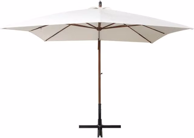 Berkfield Home White Cantilever Hanging Parasol with Wooden Pole, W/D: 300 x 300 cm