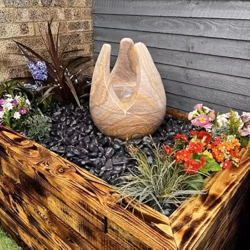 Tranquility Sandstone Tulip Solar Powered Natural Stone Water Feature, Height: 50 cm
