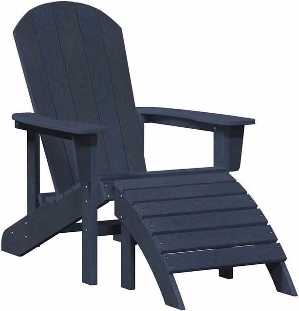 Berkfield Home Adirondack Lounge Chair with Ottoman in Navy Blue