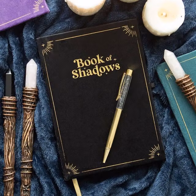KDMK Mystic Shadows Hardcover Lined Journal with Obsidian Ink Pen in Black and Gold
