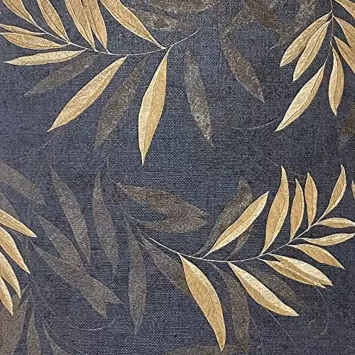 Arthouse Luxury Leaf Navy Champagne Botanical Floral Heavyweight Vinyl Wallpaper – 1