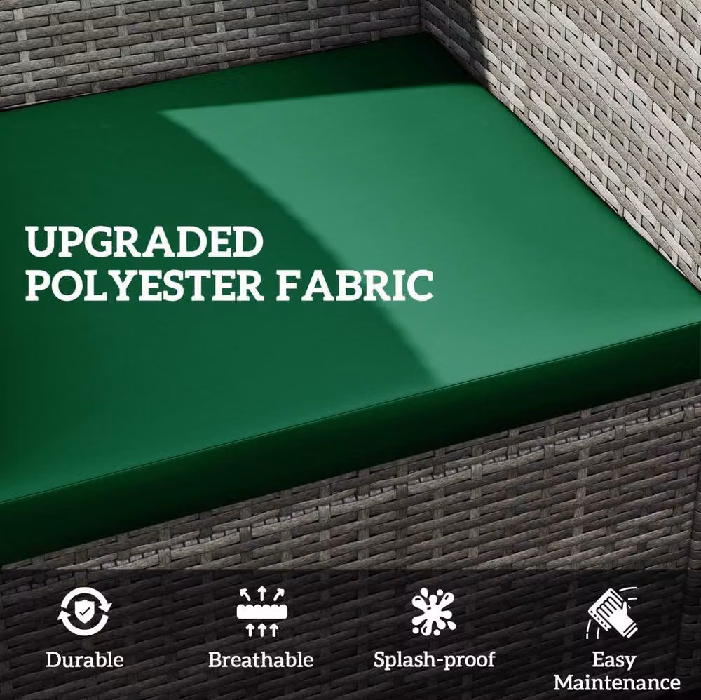 STILVORA 3 Piece Green Rectangular Seat Cushion Set with Removable Washable Polyester Covers – 6