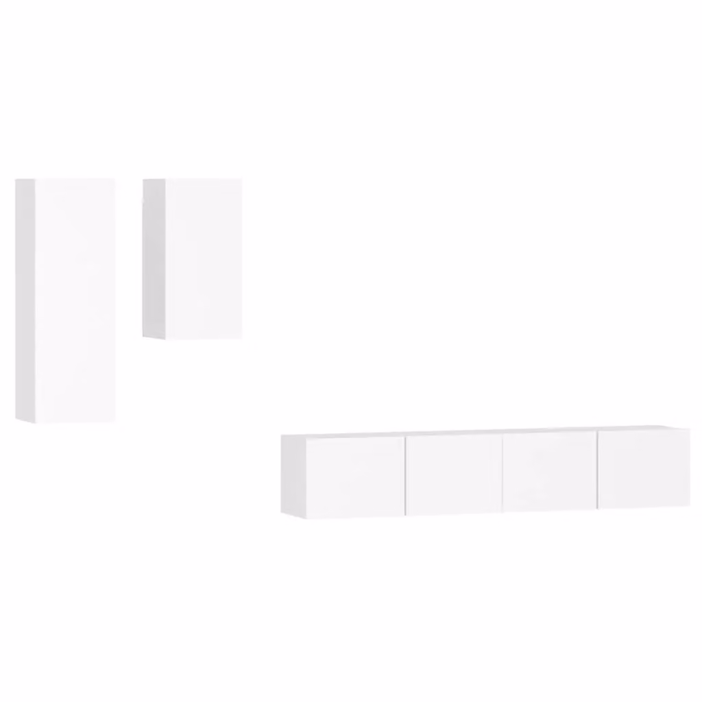 Berkfield Home 4 Piece Classic TV Cabinet Set in White MDF – 2
