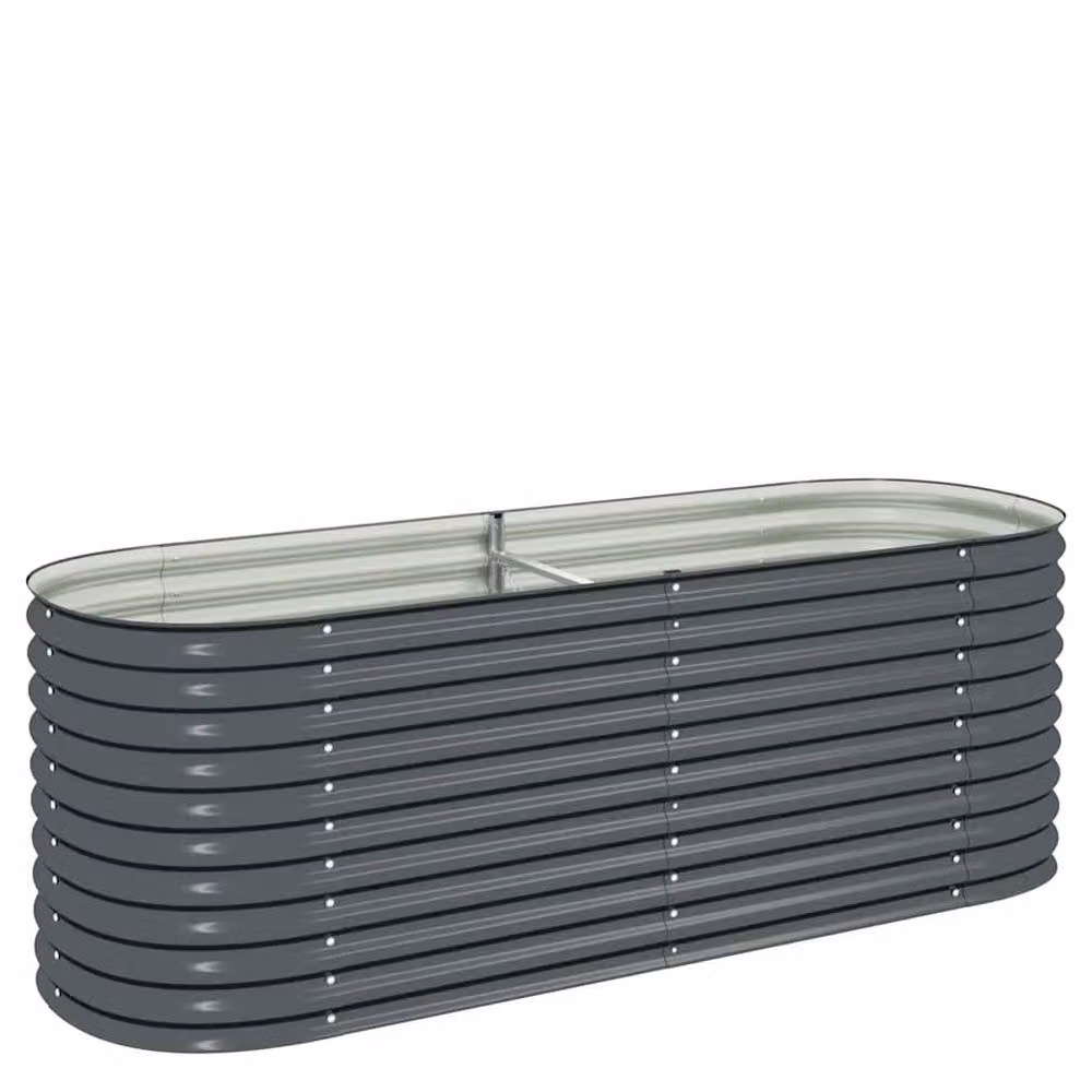 Berkfield Home Garden Galvanised Steel Raised Bed in Grey, W/D/H: 240 x 80 x 81 cm – 2