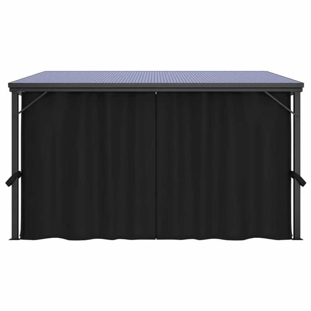 Berkfield Home Gazebo with Curtains in Anthracite Black, W: 405 cm, D: 294 cm, H: 244 cm – 3