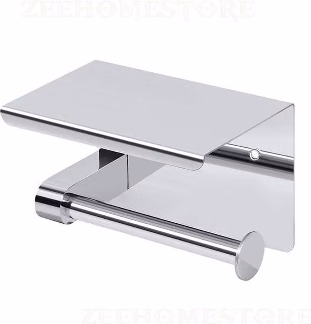 FLAVORA Wall-Mounted Stainless Steel Toilet Paper Roll Holder in Silver, Width: 180 cm, Height: 180 cm