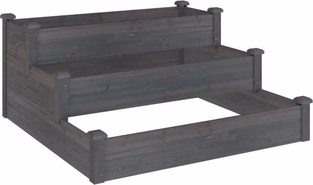 Berkfield Home Garden Grey Solid Wood Fir Raised Bed W/D/H: 120 x 120 x 56 cm – 1