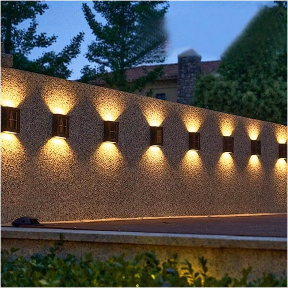 NESTLUNE 8-Pack Solar Powered Warm White Accent Lights in Black for Garden Fences and Walls – 3