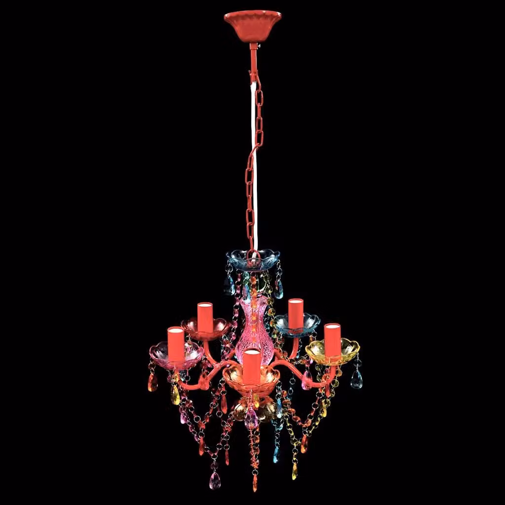 Berkfield Home Crystal LED Ceiling Light with 5 Multicolour Bulbs – 2