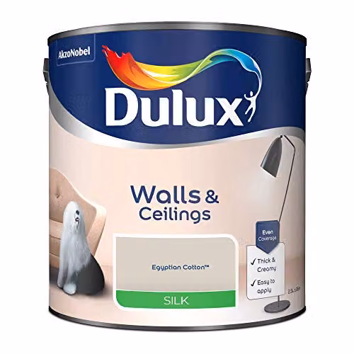 Dulux Silk Emulsion Paint for Walls and Ceilings, Egyptian Cotton, Beige, 2.5 l – 2