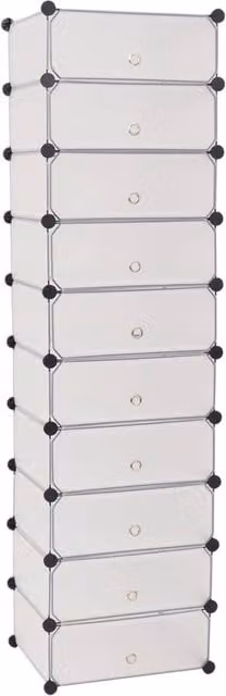 Berkfield Home Interlocking Shoe Organiser with 10 Compartments, White