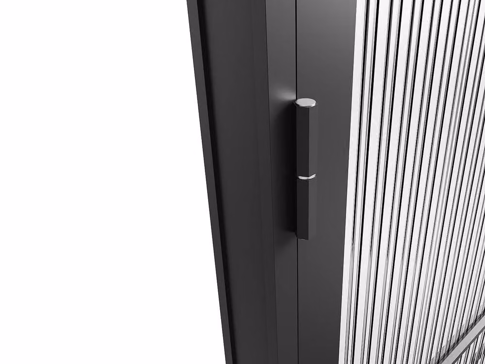 Vente-unique Reversible Modern Black Aluminum and Textured Glass Swing Door, H: 204 cm, W: 93 cm – 5