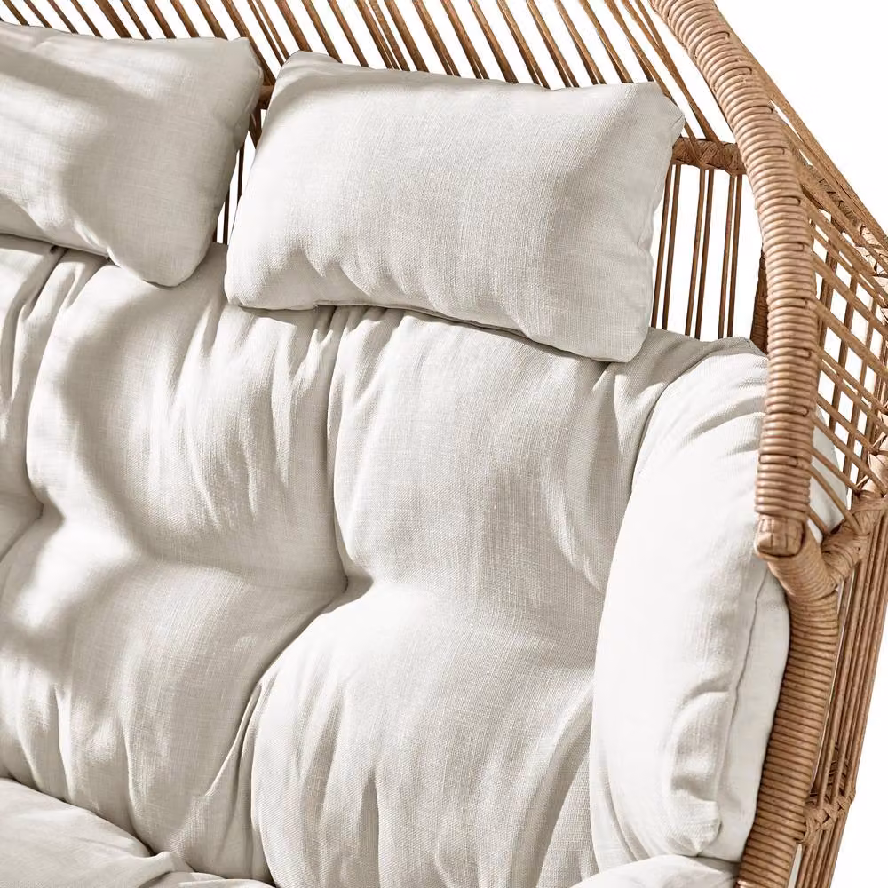 FurnitureboxUK Beige Rattan Double Egg Chair for Indoor and Outdoor Use – 3